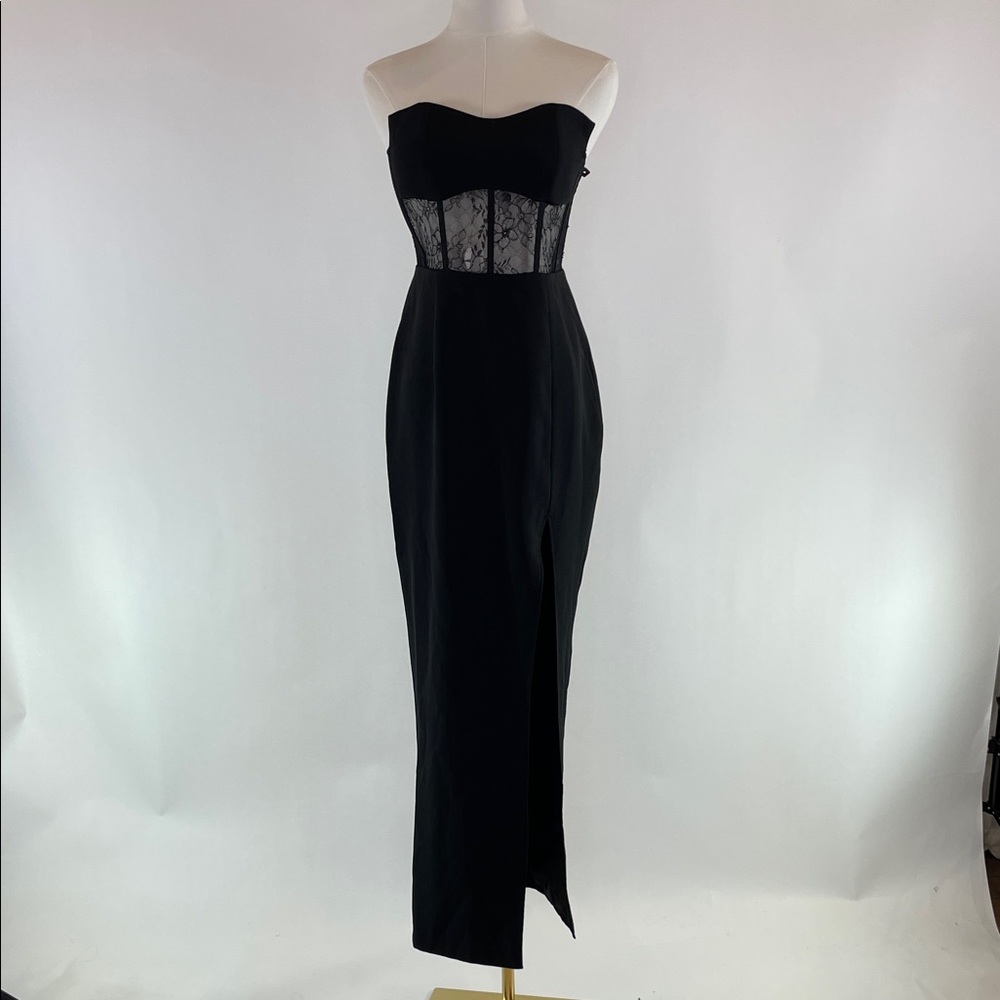 Elle Zeitoune Black Lace Sweetheart Corset Elliot Dress, XS